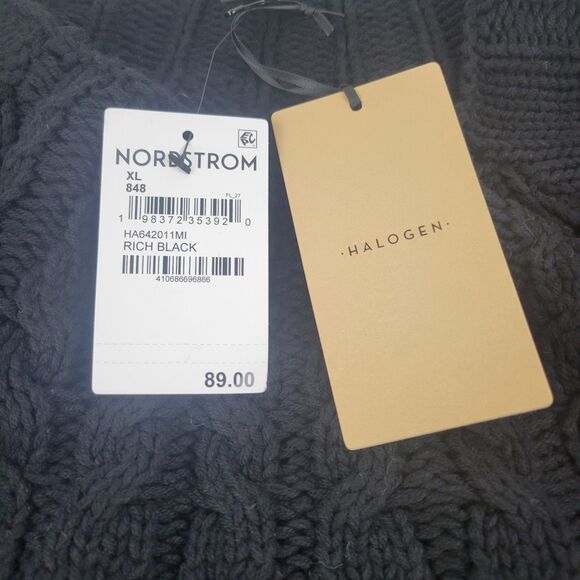 Halogen Sweater Cable Cotton Blend Cropped Crewneck Womens size XL Black NEW $89 - Picture 4 of 7